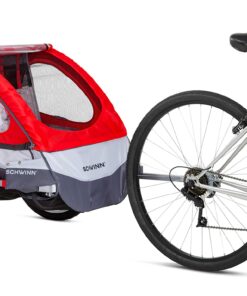 Schwinn Echo, and Trailblazer Child Bike Trailer, Single and Double Baby Carrier, Canopy, 16-20-inch Wheels Trailblazer - 2 Seat Red 15 81WPUgGn7NL