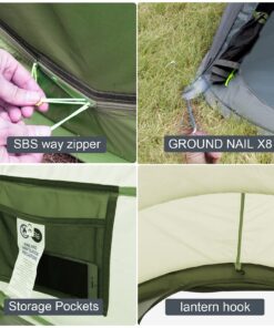 4 Person Easy Pop Up Tent Waterproof Automatic Setup 2 Doors-Instant Family Tents for Camping Hiking & Traveling Green & Grey 110*78*51'' 30 81WR7W0Mq0S