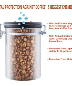 Magicafé Airtight Coffee Container Canister - CO2 Valve Coffee Container with Scoop for Ground Coffee Beans Storage Medium 16oz Stainless Steel 12 81WRAeelgxL