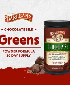 Alternative view of Barlean's Chocolate Greens Powder, Daily Fruits & Veggies Superfood Supplement, Green Antioxidant Blend & Fiber Super Power Smoothie Mix, 9.52 oz Chocolate Silk - 9.52 oz
