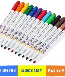 June Gold 32 Assorted Colored Dry Erase Whiteboard Markers, Fine/Bullet Tip, 2 sets of 13 Unique Colors With 8 Black Markers, Low Odor, Slim Barrel & Vivid Lines 32 Colored Bullet Tip Markers 16 81WT4K77AEL
