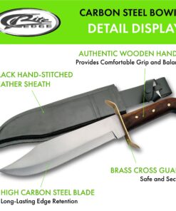 SZCO Supplies 15” Classic Wood Handle Carbon Steel Bowie Blade Outdoor Survival Knife,Brown/Brass 42 81WTejljSUS
