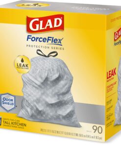Glad Tall Kitchen Protection Series Drawstring Trash Bags -13 Gallon Grey Trash Bag - 90 Count 90 Count (Pack of 1) 43 81WUA94NWGL
