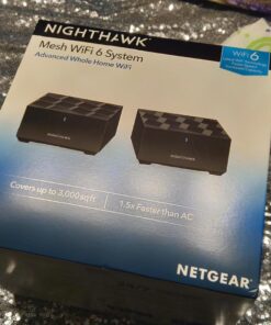 NETGEAR Nighthawk Whole Home Mesh WiFi 6 System (MK62) - AX1800 router with 1 satellite extender, coverage up to 3,000 sq. ft. and 25+ devices WiFi 6 | 2-pack 30 81WUBHgrbFL