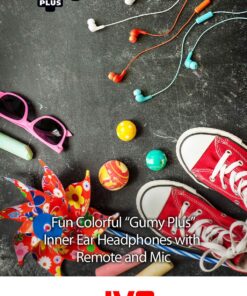 Alternative view of BLACK GUMY In ear earbuds with stay fit ear tips and MIC. Wired 3.3ft colored cord cable with headphone jack. Small, medium, and large ear tip earpieces included. JVC GUMY HAFX7MB Black Mic/Remote