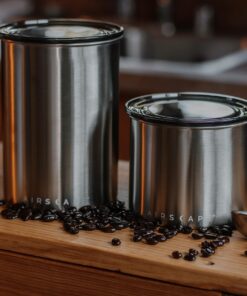 Airscape Stainless Steel Coffee Canister | Food Storage Container | Patented Airtight Lid | Push Out Excess Air Preserve Food Freshness (Small, Brushed Steel) Small 9 81WXLbS8JcL