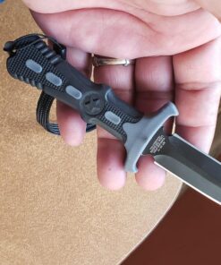 MTech USA – Fixed Blade Knife – Neck Knife - Black Blade, Black and Grey Nylon Fiber Handle, Includes Nylon Fiber Sheath w/ Ball Chain - Hunting, Camping, Survival, Tactical – MT-20-14GY,Black/Grey Black/Grey 38 81WYE3K LsL