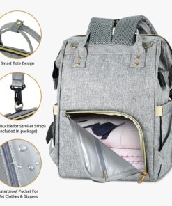 Mokaloo Diaper Bag Backpack, Large Baby Bag, Multi-functional Travel Back Pack, Anti-Water Maternity Nappy Bag Changing Bags (Light Grey) Light Grey 24 81WaNIT8CRL