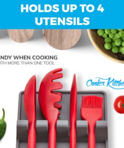 Alternative view of Silicone Spoon Rest for Stove Top with Drip Pad (Two Pack) - Heat Resistant, BPA Free Utensil Rest & Spoon Holder for Kitchen Counter - Grill Utensil Holder for Spatulas, Tongs, Ladles - Grey Medium - 2 Packs Gray