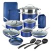 Granitestone 20 Pc Pots and Pans Set Non Stick Cookware Set, Kitchen Cookware Sets, Pot and Pan Set, Pot Set, Diamond Coated Nonstick Cookware Set with Lids+Utensils, Non Toxic, Dishwasher Safe, Blue 20 Pc Cookware + Utensils Set 14 81WbGwLp4ML
