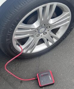 LASFIT AIR CR1 Tire Inflator Portable Air Compressor, 2in1 150PSI Cordless 12V DC Electric Auto Pump w/Digital Pressure Gauge, 3X Fast Inflation, 7800mAH Battery, LED Light for Car Bike Motorcycle Black 42 81WbHWY siL