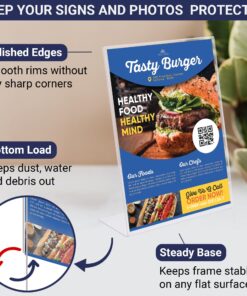 Acrylic Sign Holder 8.5 x 11, Slant Back Acrylic Display Stands, A Frame Flyer Holder for Office, Paper Stand Menu Holder, Table Sign Holders, Sign Holder Stand, Acrylic Stands for Display (6 Pack) 6 Pack 14 81WccbStQ5L