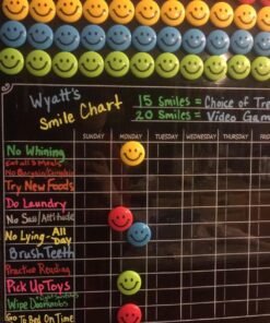 Magnetic Refrigerator Chalkboard Dry Erase Chore Responsibility Activity Reward Star Exercise Diet Nutrition Chart Children Kids Teens Mom Teacher in Home Kitchen Classroom 12" X 16" Black Fluorescent 12" X 16" (Chore / Responsibility Chart) 32 81Wczp3SBKL