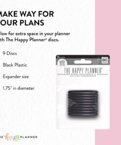 me & my BIG ideas Plastic Expander Discs, Black - The Happy Planner Scrapbooking Supplies - Add Extra Pages, Notes & Artwork - Create More Space for Notebooks, Planners & Journals - Expander Size 19 81WdbXoqTHL