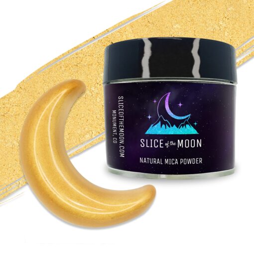 Slice of the Moon | Classic Gold Natural Mineral Mica Powder, 0.88oz (25g) | for Personal or Professional Use - Cosmetics, Epoxy Resin Projects, Nail Polish, Soaps, Bath Bombs, and Art Projects 25g