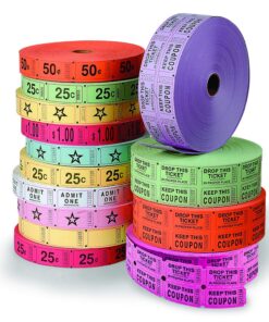 Alternative view of Fun Express Green Coupon Double Roll Tickets (2000 Tickets) Carnival and Raffle Supplies, Silent Auction and Drink Tickets