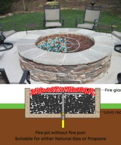 Stanbroil 12 Inch Round Fire Pit Burner Ring for Natural Gas & Propane Fire Pit Fireplace - Black Steel Fire Pit Burner for Indoor & Outdoor, BTU 92,000 Max Round 12" 14 81WhcihTEZL 1