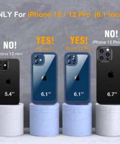 Alternative view of Miracase Glass Case for iPhone 12/ iPhone 12 Pro 6.1 inch (2020), Full-Body Clear Bumper Case with Built-in 9H Tempered Glass Screen Protector for iPhone 12/ iPhone 12 Pro,Dark Blue Dark Blue iPhone 12/12 Pro 6.1''