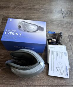 RENPHO Eyeris 2 Extended - Eye Massager with Heating Pad for Migraines, Heated Eye Mask for Relax, Eye Care, Face Massager for Eye Strain Eye Bags Dry Eyes, Improve Sleep, Ideal Birthday Gift Sliver 55 81Wmb394AJL