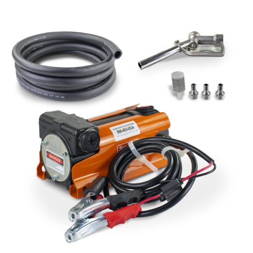 SuperHandy Diesel Transfer Pump Kit 10GPM/40LPM Heavy Duty Portable Electric DC 12V Alligator Clamps Includes: Aluminum Manual Nozzle, Delivery & Suction Hose w/Filter (NOT for Gasoline)