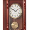 Bedford Clock Collection Classic 31" Chiming Wall Clock with Roman Numerals and A Swinging Pendulum in a Cherry Oak Finish