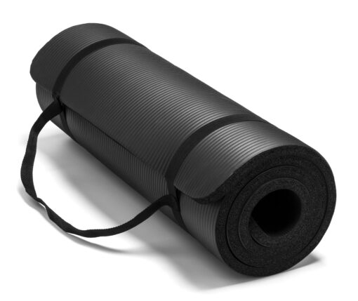 Spoga, Premium 5/8-inch Extra Thick 71-inch Long High Density Exercise Yoga Mat with Comfort Foam and Carrying Straps, for Exercise, Yoga, and Pilates Black