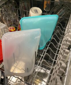 Stasher Reusable Silicone Storage Bag, Food Storage Container, Microwave and Dishwasher Safe, Leak-free, Sandwich, Aqua 36 81Wp6d81h9L