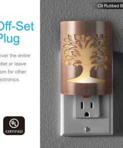 GE CoverLite LED Night Light, Decorative, Plug-In, Smart Dusk-to-Dawn Sensor, Home Décor, Ideal for Bedroom, Bathroom, Kitchen, Hallway, 1 Pack, 29846, Oil Rubbed Bronze | Tree of Life Oil Rubbed Bronze - Tree of Life 24 81WpH2FnMwL