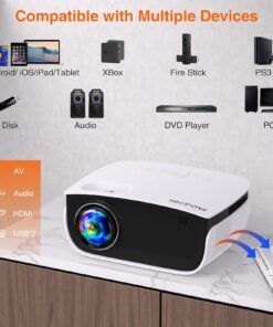 Outdoor Projector, Mini Projector for Home Theater, 1080P and 240" Supported Movie Projector 7500 L Portable Home Video Projector Compatible with Smartphone/TV Stick/PS4/PC/Laptop 15 81WpfO8X34S