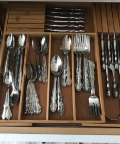 Utensil Organizer for Kitchen Drawers - Bamboo Silverware Organizer - Expandable Utensil Holder and Cutlery Tray with Divider and Removable Knife Block | 17” Long, Adjustable from 13” to 22.2” W' Knife Block 41 81WsL23kizL