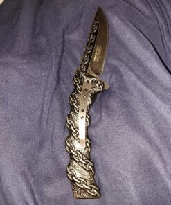 TAC FORCE Spring Assisted Folding Pocket Knife –Stonewashed Finish Stainless Steel Blade and Handle with Sculpted Chain Link Design, Includes Pocket Clip, Tactical, EDC, Rescue - TF-859 25 81WsN48Z0YL