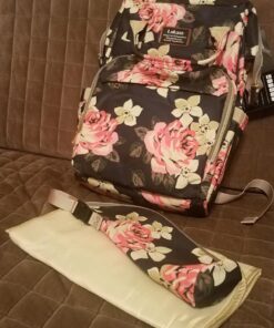 Srotek Diaper Bag Backpack Floral Baby Bag Water-Resistant Baby Nappy Bag with Insulated Water Bottle Bag/Changing Pad for Women/Girls/Mum (Flower Pattern) 51 81WssoJgJYL