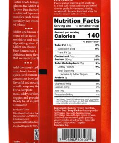 Lotus Foods Bulk Food Organic Millet & Brown Rice Ramen Noodles with Red Miso Soup, Gluten-Free Easy to Cook & Healthy Japanese Noodles with Instant Gourmet Broth, 2.8 Oz (Pack of 10) 2.8 Ounce (Pack of 10) 27 81Wv5zIQ2IL