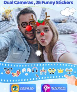 KOKODI Kids Smart Phone Toys, Birthday Gifts Idea Dinosaur Toys for 3 4 5 6 7 8 Year Old Boys, Touchscreen HD Digital Dual Video Camera, Preschool Learning Toy for Kids 3-5 Travel Trip Activity (Blue) Dinosaur-blue 10 81Wvk60ZtmL