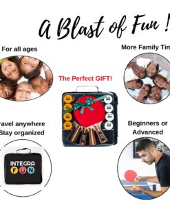 Ping Pong Paddle Set - 4 Wood Ping Pong Paddles - Ergonomic Grip - 8 Tournament Table Tennis Balls - Paddle Case - Professional/Casual Play - Portable Table Tennis Set .- Family Table Games 18 81X DQE3nL