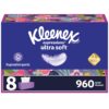Kleenex Expressions Ultra Soft Facial Tissues, 8 Flat Boxes, 120 Tissues per Box, 3-Ply, Packaging May Vary White 120 Count (Pack of 8)