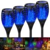 Solar Tiki Torches Christmas Lights with Flickering Flame Outdoor Halloween Decoration Torch Light Waterproof Landscape Decor Mini 4 Pack Lamp for Yard, Patio, Garden, Porch, Backyard Blue 4 Pack 39 81X21RsiwzL