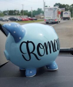 Personalized Ceramic Kids Piggy Bank by Miles Kimball - Blue 24 81X2WFp2fQL
