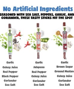 Variety - Original, Jalapeno, Smokey Sweet Flavors Grass Fed Beef Stick,Sogo Snacks, Gluten-Free Snack, Road Trip Snacks, Snack Pack of 24, Spice Level 0-3.5 of 5 Jerky Sticks Variety - Org, Jala, SS 1 Ounce (Pack of 24) 12 81X2q9yWakL