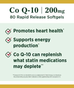 Nature's Bounty CoQ10, Supports Heart Health, Dietary Supplement, 200mg, 80 Rapid Release Softgels 80 Count (Pack of 1) 9 81X4d6ngzL