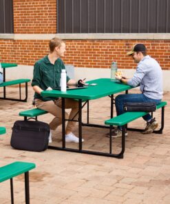 Norwood Commercial Furniture Blow- Molded Plastic Picnic Table, Green/Black, NOR-PTBM7260-6-10, 72"D x 57"W x 30"H 1-(Pack) 33 81X4k0talL