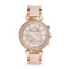 Michael Kors Parker Women's Watch, Stainless Steel and Pavé Crystal Watch for Women with Steel, Leather, or Silicone Band Blush/Rose gold 16 81X6bmWenL