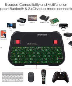 PONYBRO Backlit Mini Bluetooth Wireless Keyboard with Touchpad QWERTY keypad,Support Bluetooth&2.4G USB Connection,Rechargeable Handheld Keyboard Remote for Smartphones,Smart TV,Android TV Box,PC,Pad. Black 2.4G+BT 8 81X7iksPQFL