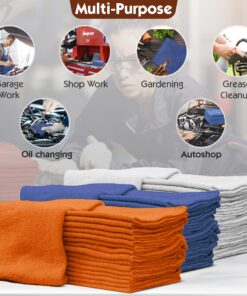 Nabob Wipers Auto Mechanic Shop Towels 100 Pack Shop Rags 100% Cotton Size 14"x14" Commercial Grade (100 Pack, Blue) Blue 9 81X7jlXUlqL