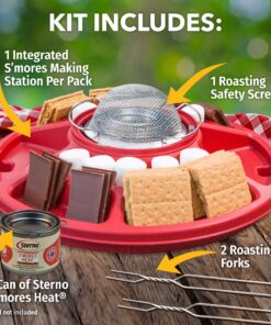 Alternative view of Sterno Table Top Smores Maker Kit with Easy Clean Serving Tray, Designed for Safe, Cord Free Indoor or Outdoor Fun, or Ideal for Kids, Parties, Fun Housewarming Gifts and More Red