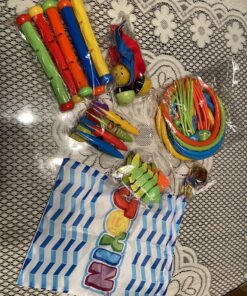 JOYIN 18Pcs Diving Pool Toys for Kids, Swimming Pool Toy with Storage Bag Includes 4 Pool Rings, 4 Diving Sticks, 4 Bandits, 6 Treasures Underwater Swim Pool Games for Ages 8-12 27 81X8sqSO4L