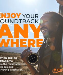 iFox Portable Bluetooth Shower Speaker, IPX7 Waterproof Outdoor Wireless Speaker, Built-in Mic, Carabiner, Beach, Camping, Hiking, Pool, Great Gift, Black/Gold 23 81X8x80CpaL