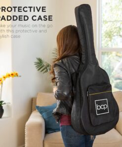 Best Choice Products 41in Full Size Beginner All Wood Acoustic Guitar Starter Set w/Case, Strap, Capo, Strings, Picks, Tuner - Natural 23 81X9fAOHEL