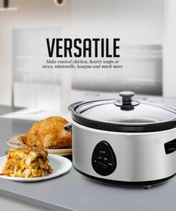 OVENTE Electric Slow Cooker with 3.7 Qt Ceramic Pot and 3 Cooking Settings, Dishwasher-Safe Stoneware, Tempered Glass Lid, Portable Multicooker Perfect for Soups Sauces Stews & Dips, Silver SLO35ABR 3.7 Quart 13 81XDpq1XfAL