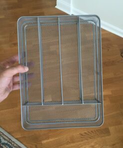 TQVAI Kitchen Drawer Organizer, Mesh Silverware Organizer, 5 Compartments Utensil Holder Cutlery Tray, Silver S 30 81XFP11iwLL